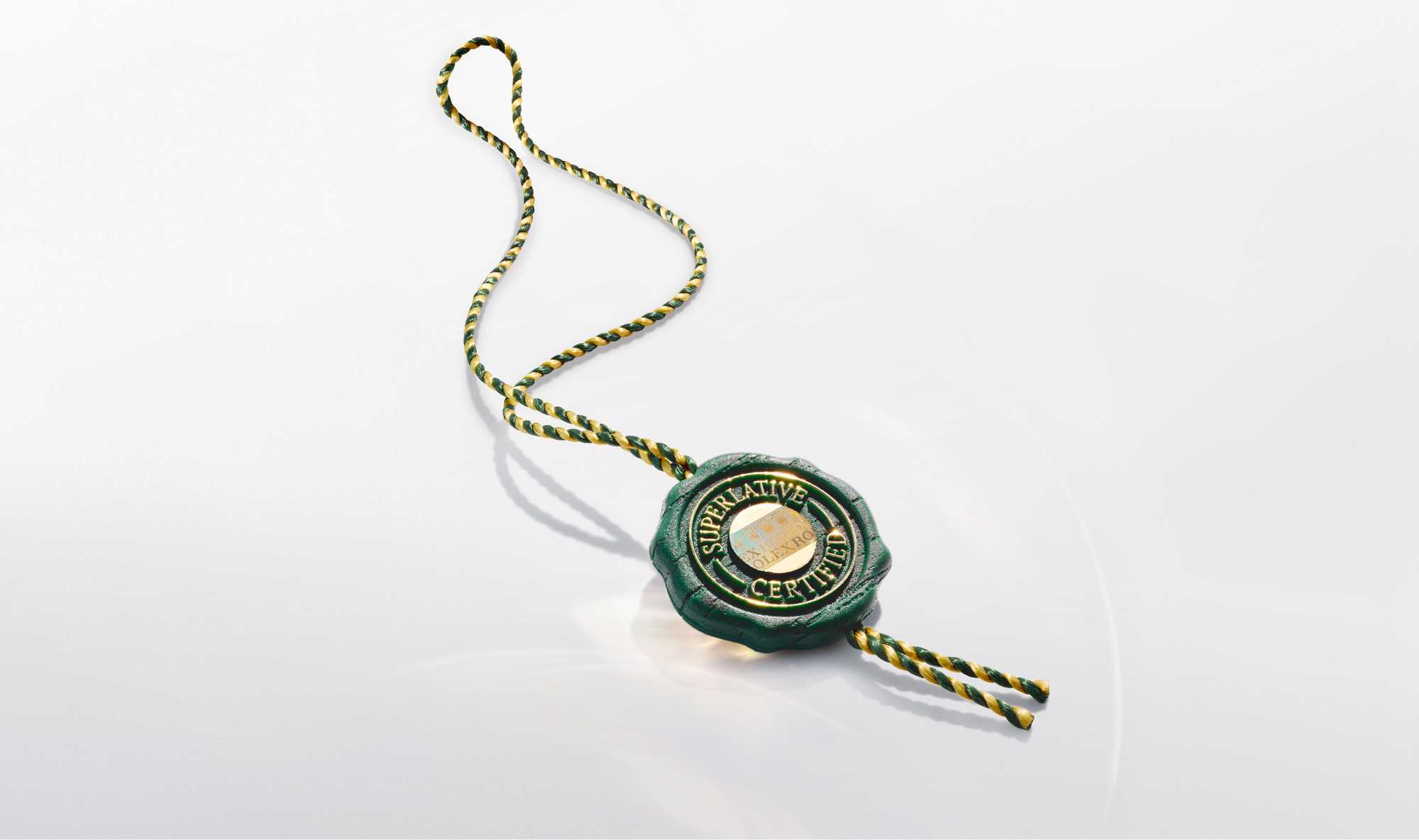 Rolex Superlative Chronometer certification green wax seal with gold and green cord