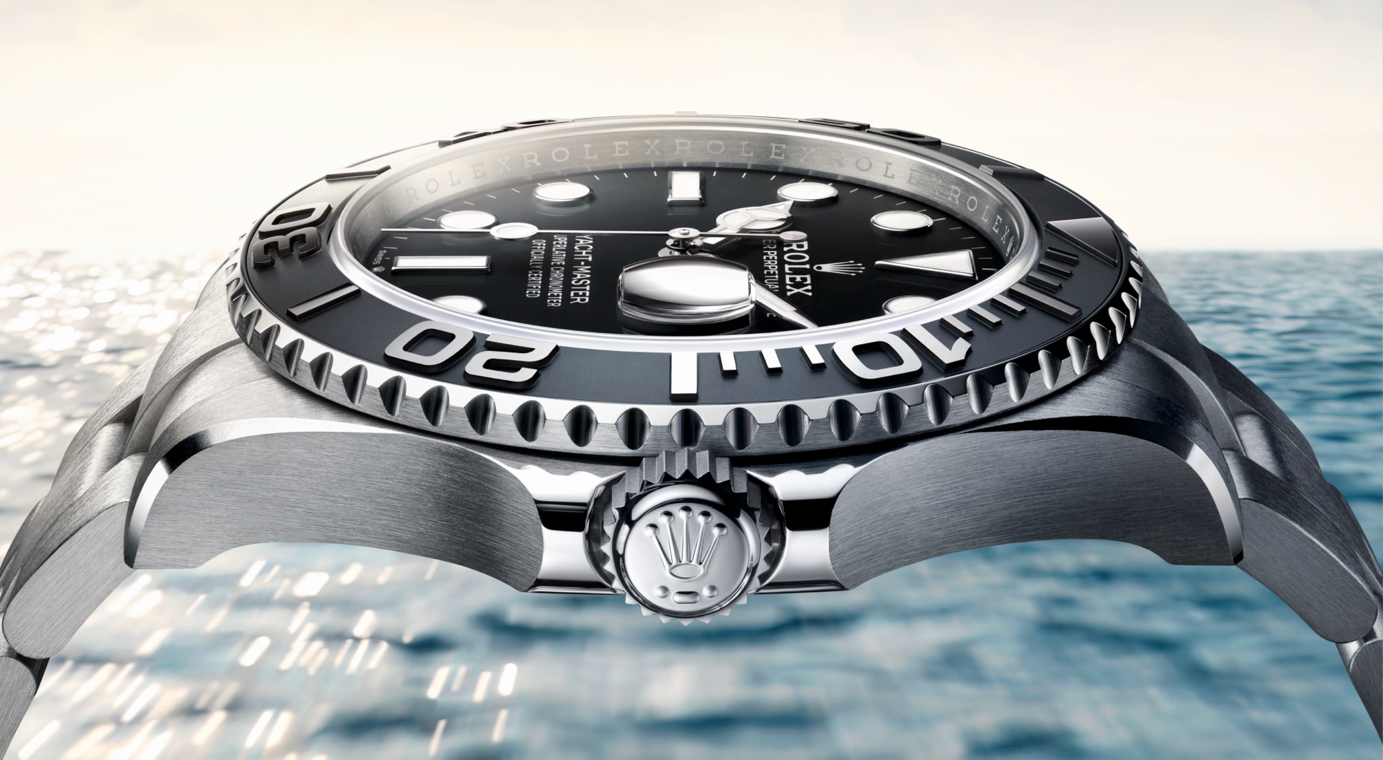 Rolex Yacht-Master 42 in white gold with black Cerachrom bezel and Oysterflex bracelet