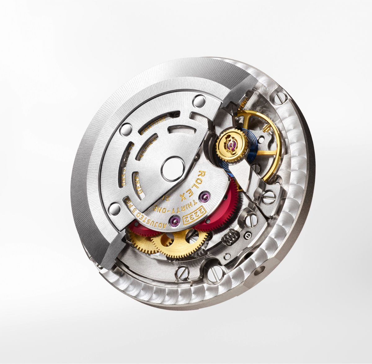 Rolex caliber 2232 self-winding mechanical movement with Syloxi hairspring and paramagnetic nickel-phosphorus escape wheel