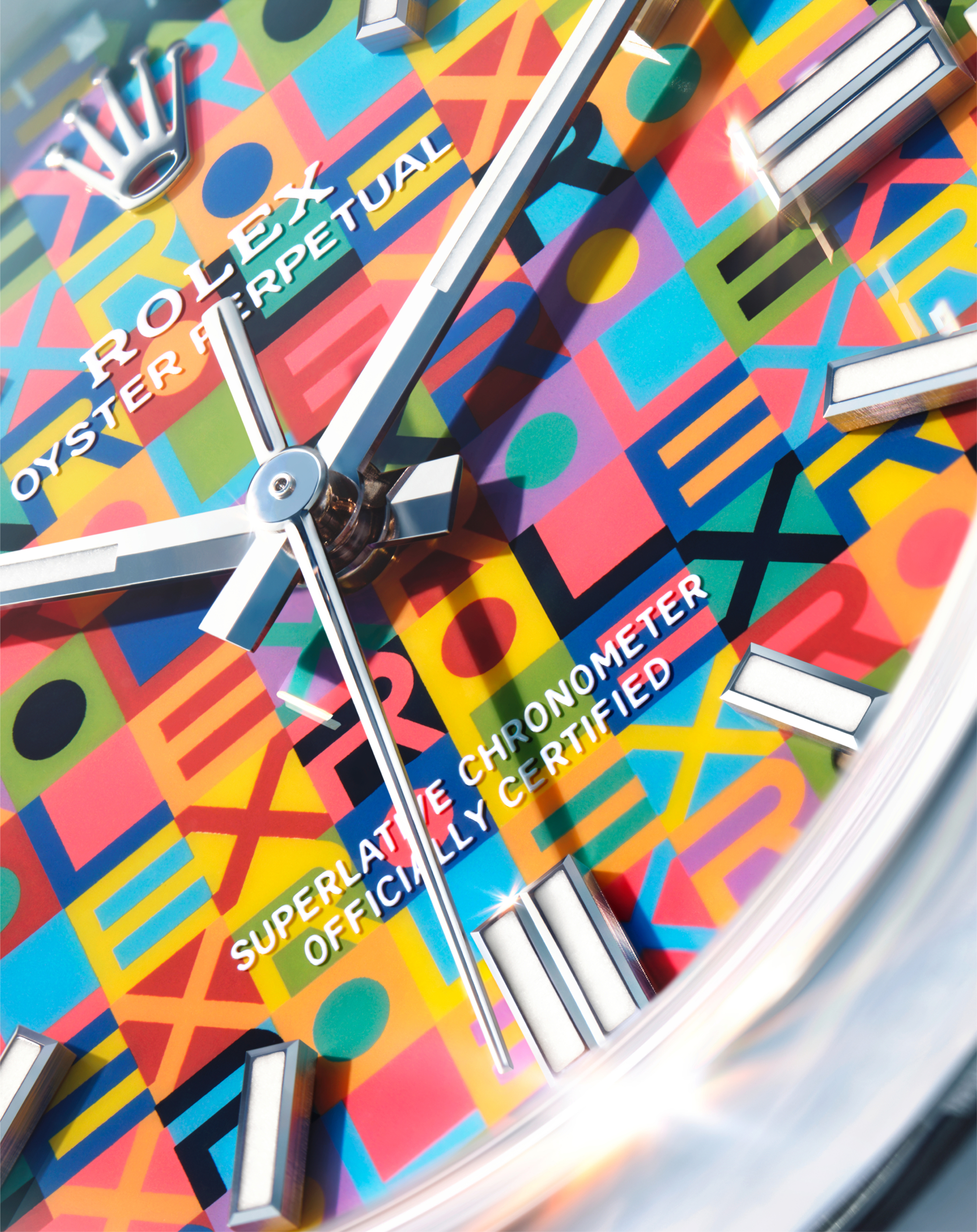 Close-up of the Rolex Oyster Perpetual 36 Jubilee dial